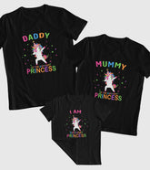 Unicorn Daddy, Mummy, Birthday Princess Unisex Half Sleeve T-Shirts (Pack of 3)